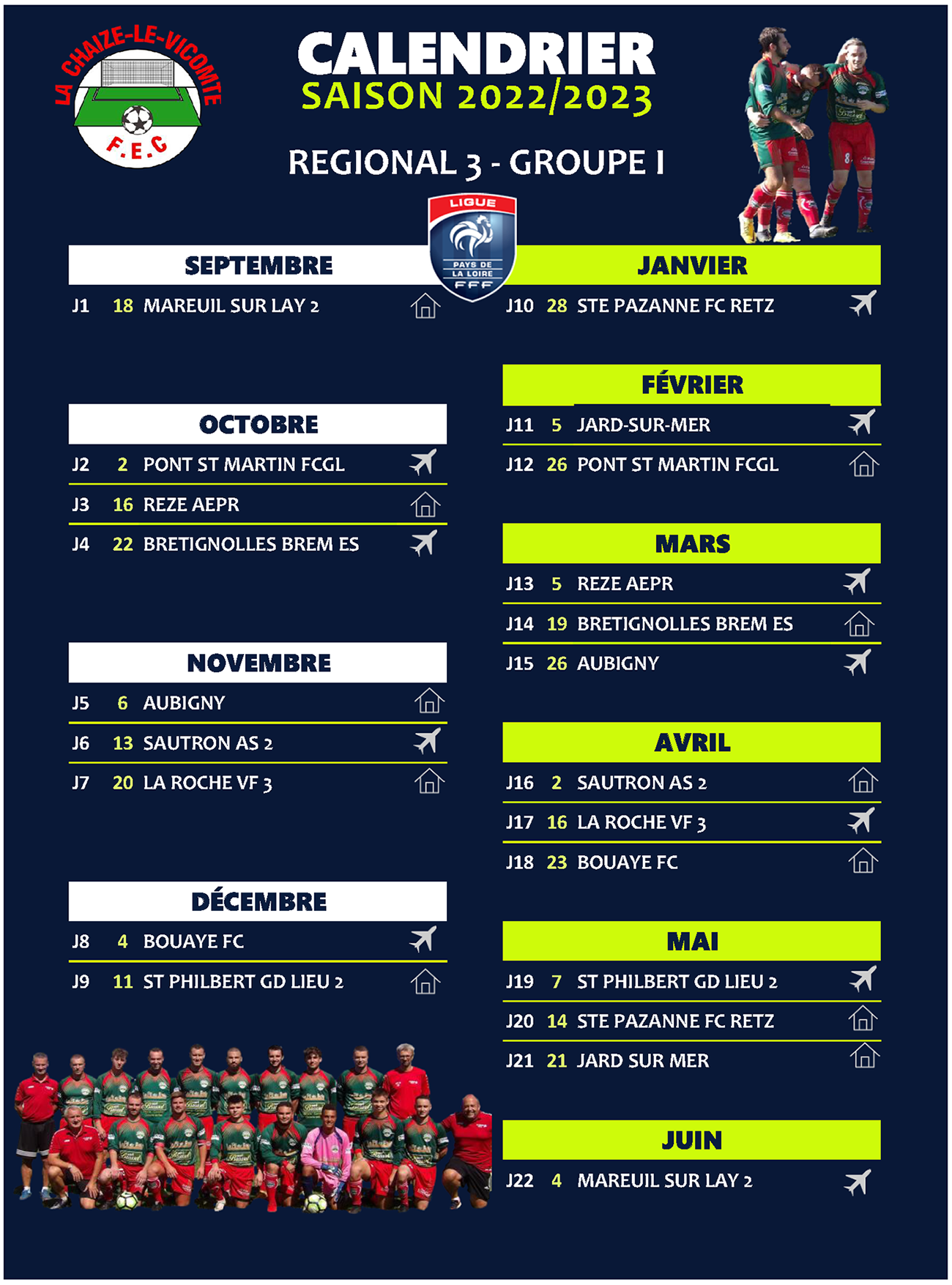 Calendrier Equipe Première